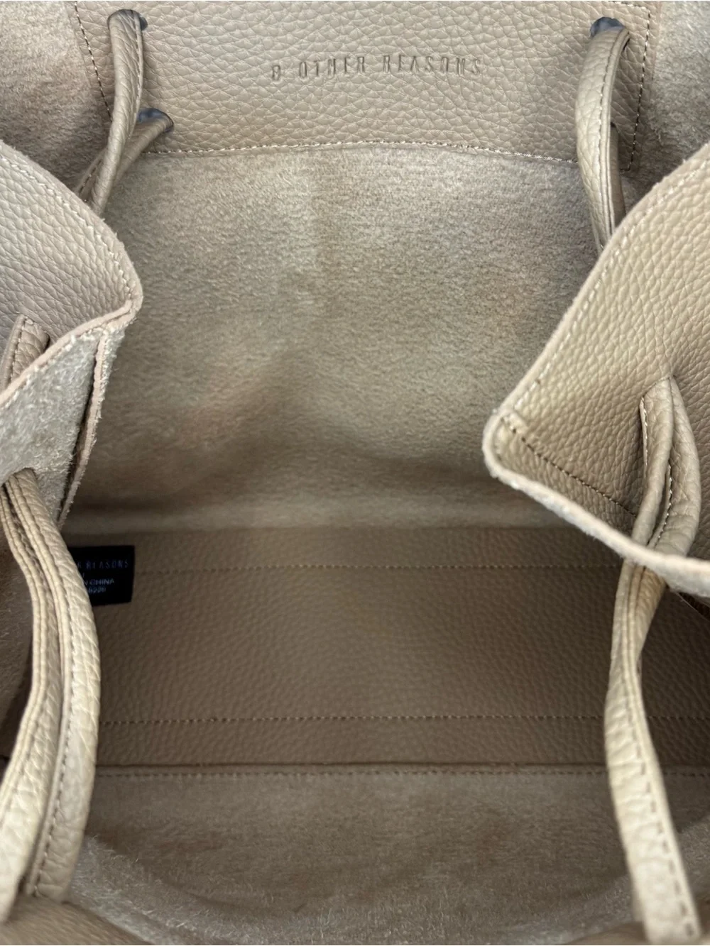 8 Other Reasons Beige Pebbled Faux Leather Tote Bag Minimalist Shoulder Purse